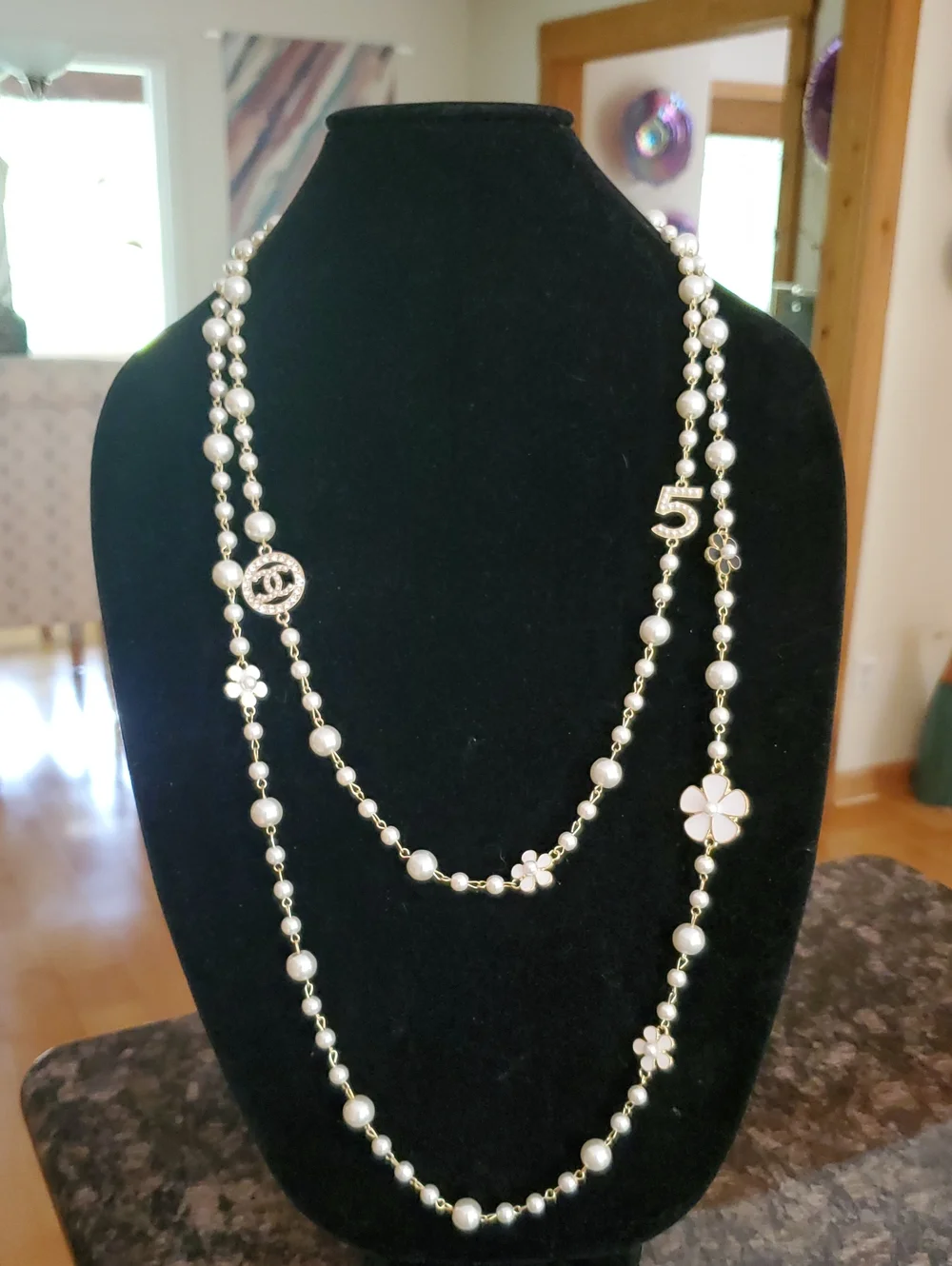 Chanel Pearl and Crystal Double Necklack